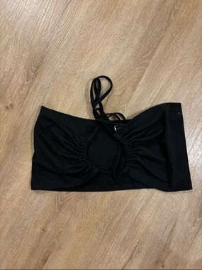 Black Strapless Cutout Top